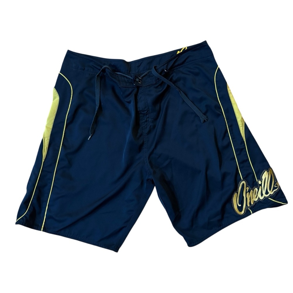O'Neill Navy Blue & Neon Yellow Board Shorts are perfect for a day at the beach